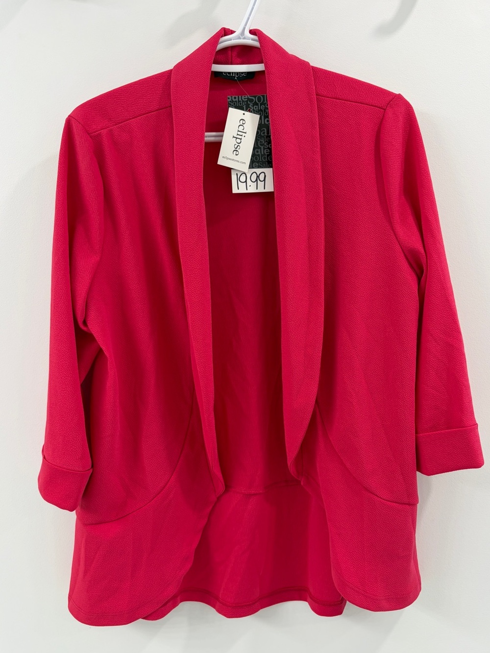 NWT Eclipse Open Front Pink Blazer Jacket - Large